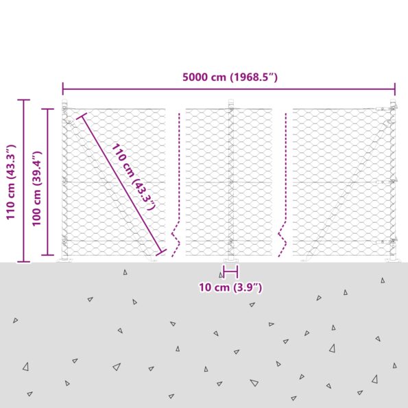 3353555_13.jpg Zelené hexagonálne oplotenie vidaXL 1x50 m z ocele, Oplotenie vidaXL s základnými doskami 13 ks Ø32 mm 110 cm z pozinkovanej ocele – Obrázok 13