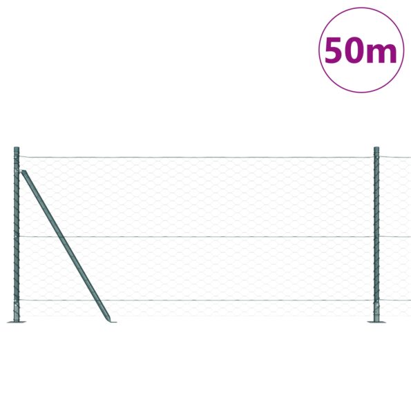 3353555_3.jpg Zelené hexagonálne oplotenie vidaXL 1x50 m z ocele, Oplotenie vidaXL s základnými doskami 13 ks Ø32 mm 110 cm z pozinkovanej ocele – Obrázok 3