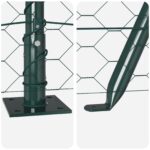 Zelené hexagonálne oplotenie vidaXL 1x50 m z ocele, Oplotenie vidaXL s základnými doskami 13 ks Ø32 mm 110 cm z pozinkovanej ocele – Obrázok 8
