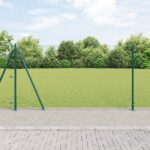vidaXL Hexagon Fence Zelená 1.2x50 m Oceľ, vidaXL Plotové stĺpy s podložkami 13 ks Ø32mm 68.5cm Zinkovaná oceľ