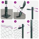 vidaXL Hexagon Fence Zelená 1.2x50 m Oceľ, vidaXL Plotové stĺpy s podložkami 13 ks Ø32mm 68.5cm Zinkovaná oceľ – Obrázok 12