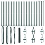 vidaXL Hexagon Fence Zelená 1.2x50 m Oceľ, vidaXL Plotové stĺpy s podložkami 13 ks Ø32mm 68.5cm Zinkovaná oceľ – Obrázok 2