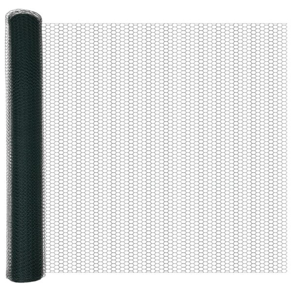 3353557_5.jpg vidaXL Hexagon Fence Zelená 1.2x50 m Oceľ, vidaXL Plotové stĺpy s podložkami 13 ks Ø32mm 68.5cm Zinkovaná oceľ – Obrázok 5
