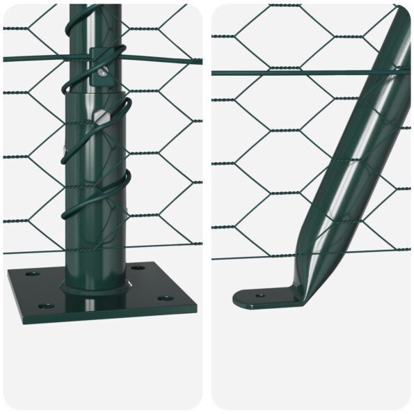 3353557_8.jpg vidaXL Hexagon Fence Zelená 1.2x50 m Oceľ, vidaXL Plotové stĺpy s podložkami 13 ks Ø32mm 68.5cm Zinkovaná oceľ – Obrázok 8
