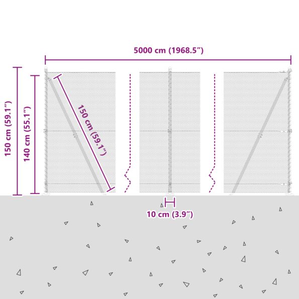 Hexagonálna ohrada vidaXL Zelená 1.4x50 m Oceľ, Ohrady vidaXL s podstavcami 13 ks Ø32mm 78.5cm Pozinkovaná oceľ – Obrázok 13