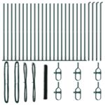 Zelený hexagonálny plot vidaXL 1.5x50 m z ocele, Plotové stĺpiky vidaXL s podstavcami 13 ks Ø32mm 83.5cm pozinkovaná oceľ – Obrázok 2