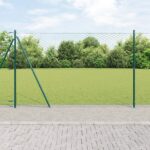 Hexagónové oplotenie vidaXL Zelené 1.6x50 m Oceľ, Stĺpy oplotenia vidaXL s podložkami 13 ks Ø32mm 88.5cm Pozinkovaná oceľ