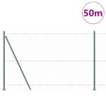 Hexagónové oplotenie vidaXL Zelené 1.6x50 m Oceľ, Stĺpy oplotenia vidaXL s podložkami 13 ks Ø32mm 88.5cm Pozinkovaná oceľ – Obrázok 3
