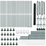 Hexagónové oplotenie vidaXL Zelené 1.6x50 m Oceľ, Stĺpy oplotenia vidaXL s podložkami 13 ks Ø32mm 88.5cm Pozinkovaná oceľ – Obrázok 4