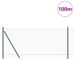 Hexagonálny plot vidaXL Zelený 1x100 m Oceľ, Plotové stĺpiky vidaXL s podložkami 13 ks Ø32mm 110cm Galvanizovaná oceľ – Obrázok 3