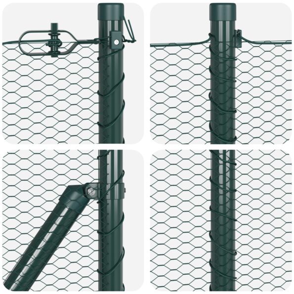 3353588_7.jpg Hexagonálny plot vidaXL Zelený 1x100 m Oceľ, Plotové stĺpiky vidaXL s podložkami 13 ks Ø32mm 110cm Galvanizovaná oceľ – Obrázok 7