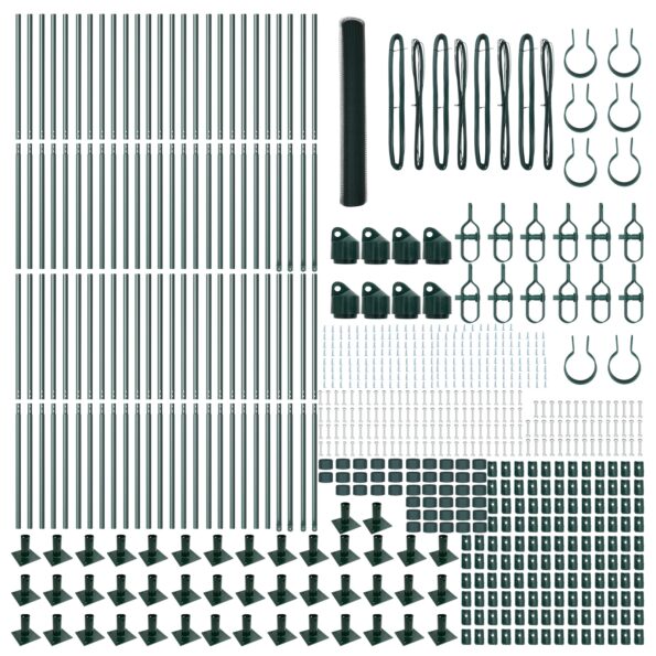 Zelený Hexagonový Plot vidaXL 1,2x100 m Oceľ, Súprava Plotových Stĺpov vidaXL s Podstavcami 13 ks Ø32mm 68,5cm Pozinkovaná Oceľ – Obrázok 4