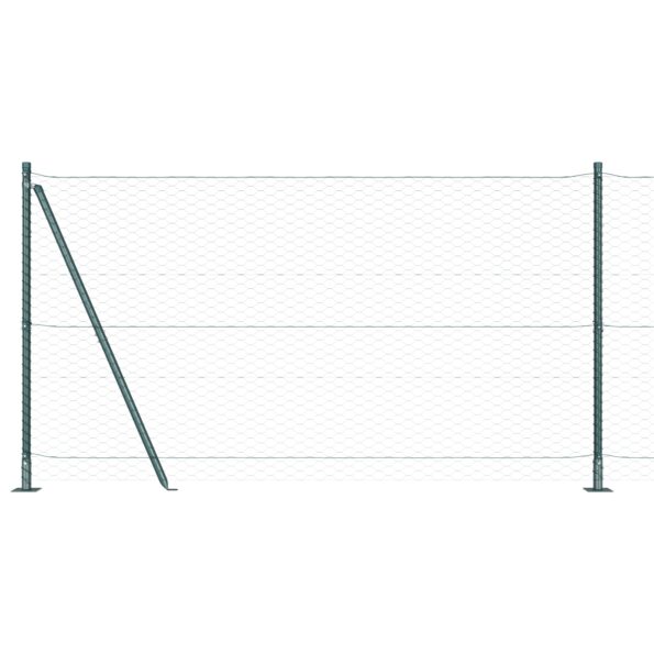 vidaXL šesťuholníkový plot zelený 1,2x100 m oceľ, vidaXL plotové stĺpy s podložkami 13 ks Ø32mm 68,5cm galvanizovaná oceľ – Obrázok 6