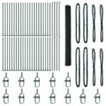 Hexagónový plot vidaXL Zelená 1.5x100 m Oceľ, Plotové stĺpy vidaXL s podstavcom 13 ks Ø32mm 83.5cm Pozinkovaná oceľ – Obrázok 2