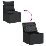vidaXL Záhradný gaučový set Set 7 Čierna Polyratan a polyester – Obrázok 11