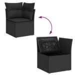 vidaXL Záhradný gaučový set Set 7 Čierna Polyratan a polyester – Obrázok 12