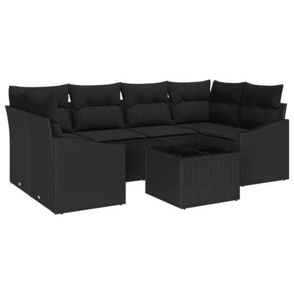 3355292_2.jpg vidaXL Záhradný gaučový set Set 7 Čierna Polyratan a polyester – Obrázok 2