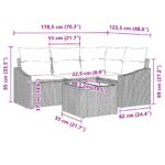 vidaXL Záhradný sofa set Set 5 Krémová, Hnedá Syntetický ratan, Polyester – Obrázok 13