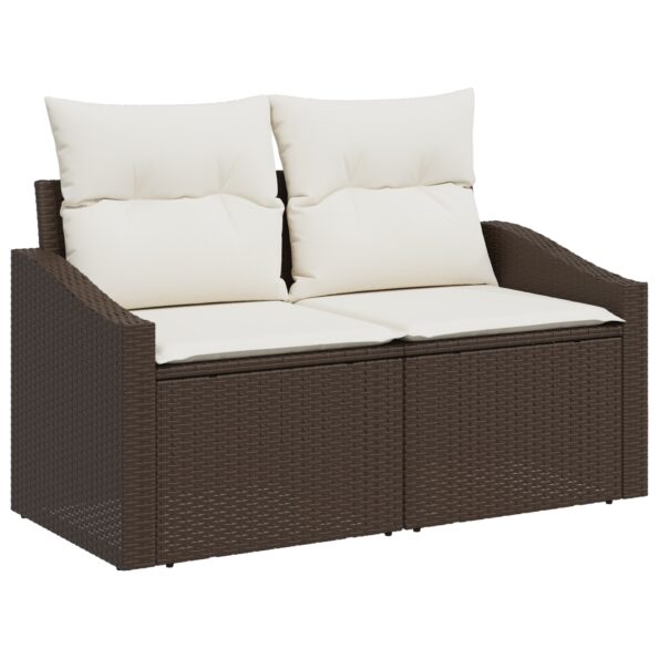 vidaXL Záhradný sofa set Set 5 Krémová, Hnedá Syntetický ratan, Polyester – Obrázok 4