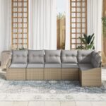 vidaXL Súprava záhradných pohoviek 6 pcs Beige a svetlo šedá polyratan – Obrázok 3