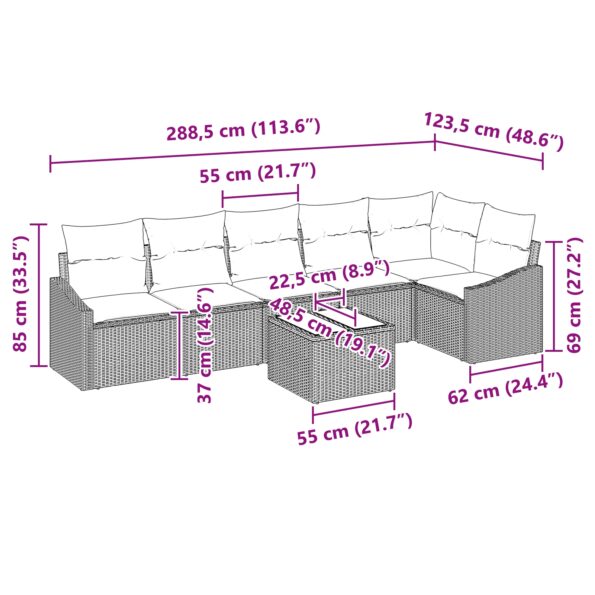 3355419_13.jpg vidaXL Záhradný pohovkový set Sada 7 Béžová PE ratan Vonkajšia pohovka – Obrázok 13