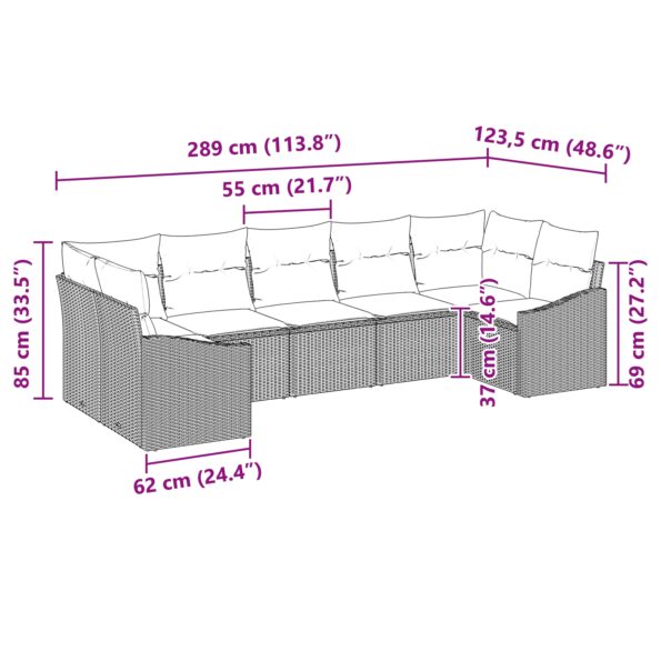 3355536_12.jpg vidaXL Záhradný pohovkový set Set so 7 kusmi Béžové vankúše s čiernym rámom – Obrázok 12