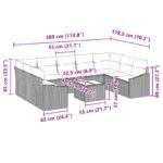 vidaXL Záhradná pohovka Sada 10 Čierny rám, krémové vankúše – Obrázok 13