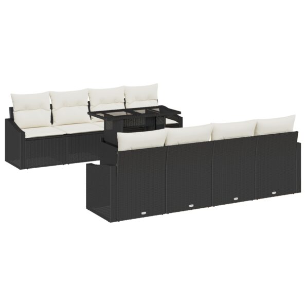 3357700_2.jpg vidaXL záhradný pohovkový set Set 7 Krémové vankúše s čiernym ratanom – Obrázok 2