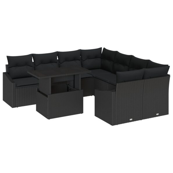 3357716_2.jpg vidaXL Sada záhradných pohoviek 9 kusov Čierna Ratan, Polyester – Obrázok 2