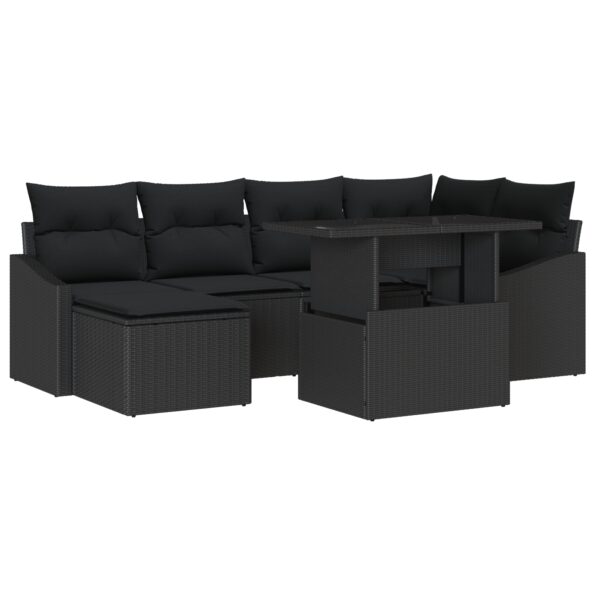 3357776_2.jpg vidaXL záhradný gaučový set Sada 7 Čierna Ratan, Polyester – Obrázok 2