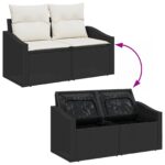 vidaXL Súprava záhradných pohoviek s vankúšom 9 pcs Čierna a krémová – Obrázok 12