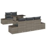 vidaXL Súprava záhradných pohoviek s vankúšom s úložiskom 6 pcs Sivá – Obrázok 2
