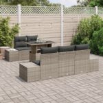 vidaXL Súprava záhradných pohoviek s vankúšom s úložiskom 6 pcs Sivá – Obrázok 3