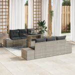 vidaXL Záhradný set pohoviek Set 7 Béžový PE ratan Záhradný stôl