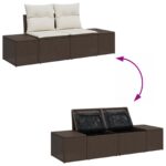 vidaXL Súprava záhradných pohoviek s vankúšom 9 pcs Hnedá a smotanová – Obrázok 10