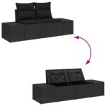 vidaXL Súprava záhradných pohoviek s vankúšom s úložiskom 9 pcs Čierna – Obrázok 10