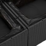 vidaXL Súprava záhradných pohoviek s vankúšom s úložiskom 9 pcs Čierna – Obrázok 7