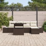 vidaXL Súprava záhradných pohoviek s úložiskom 6 pcs Hnedá Poly ratan – Obrázok 3