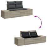 vidaXL Súprava záhradných pohoviek 7 pcs Svetlosivá Poly ratan – Obrázok 12