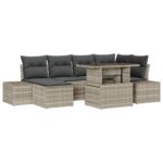 vidaXL Súprava záhradných pohoviek 7 pcs Svetlosivá Poly ratan – Obrázok 2