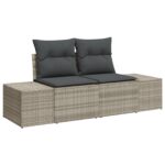 vidaXL Súprava záhradných pohoviek 7 pcs Svetlosivá Poly ratan – Obrázok 4