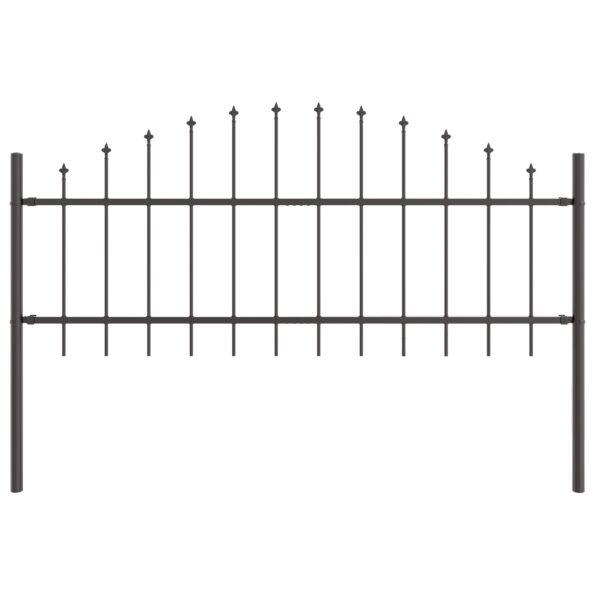 vidaXL Záhradný plot s oblúkovým vrcholom, šedý, 3,4 x 0,75 m, oceľ – Obrázok 4
