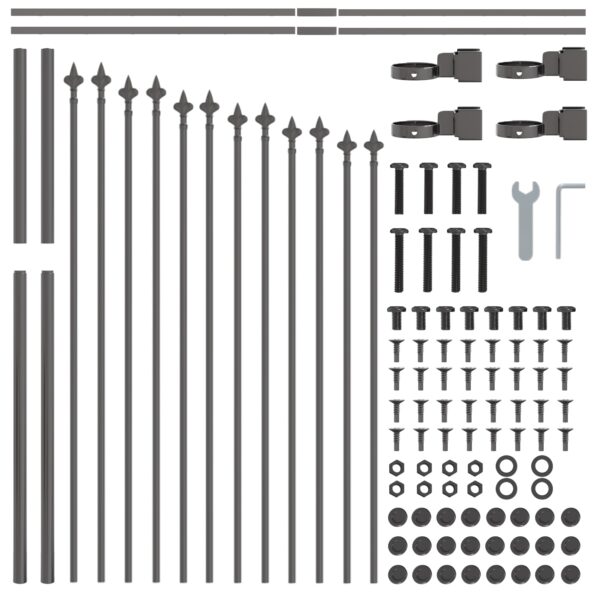 3360095_5.jpg Šedý záhradný plot vidaXL s oblúkovým vrchom, veľkosť 3,4x1 m, vyrobený z ocele – Obrázok 5