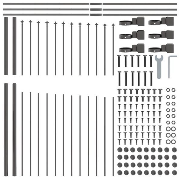 vidaXL Záhradný plot s oblúkovým vrchom, šedý, 3,4x1,75 m, oceľ – Obrázok 5