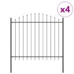 vidaXL Záhradný plot s hoop vrcholom, šedý, 6,8x1,5 m, oceľ – Obrázok 2