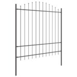 vidaXL Záhradný plot s oblúkovým vrchom, sivý, 6,8 x 1,75 m, oceľ – Obrázok 3