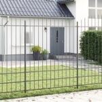 vidaXL Záhradný plot s oblúkovým vrchom, šedý, 6,8x2 m, oceľ