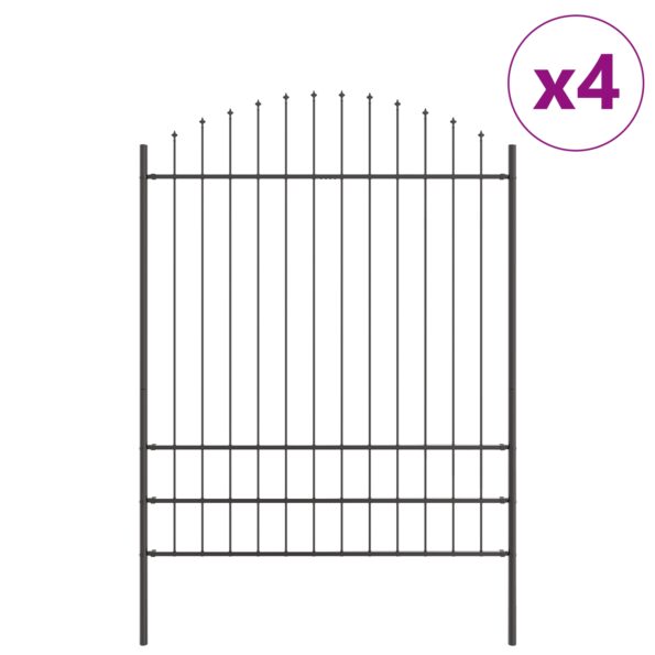 3360111_2.jpg vidaXL Záhradný plot s oblúkovým vrchom, šedý, 6,8x2 m, oceľ – Obrázok 2