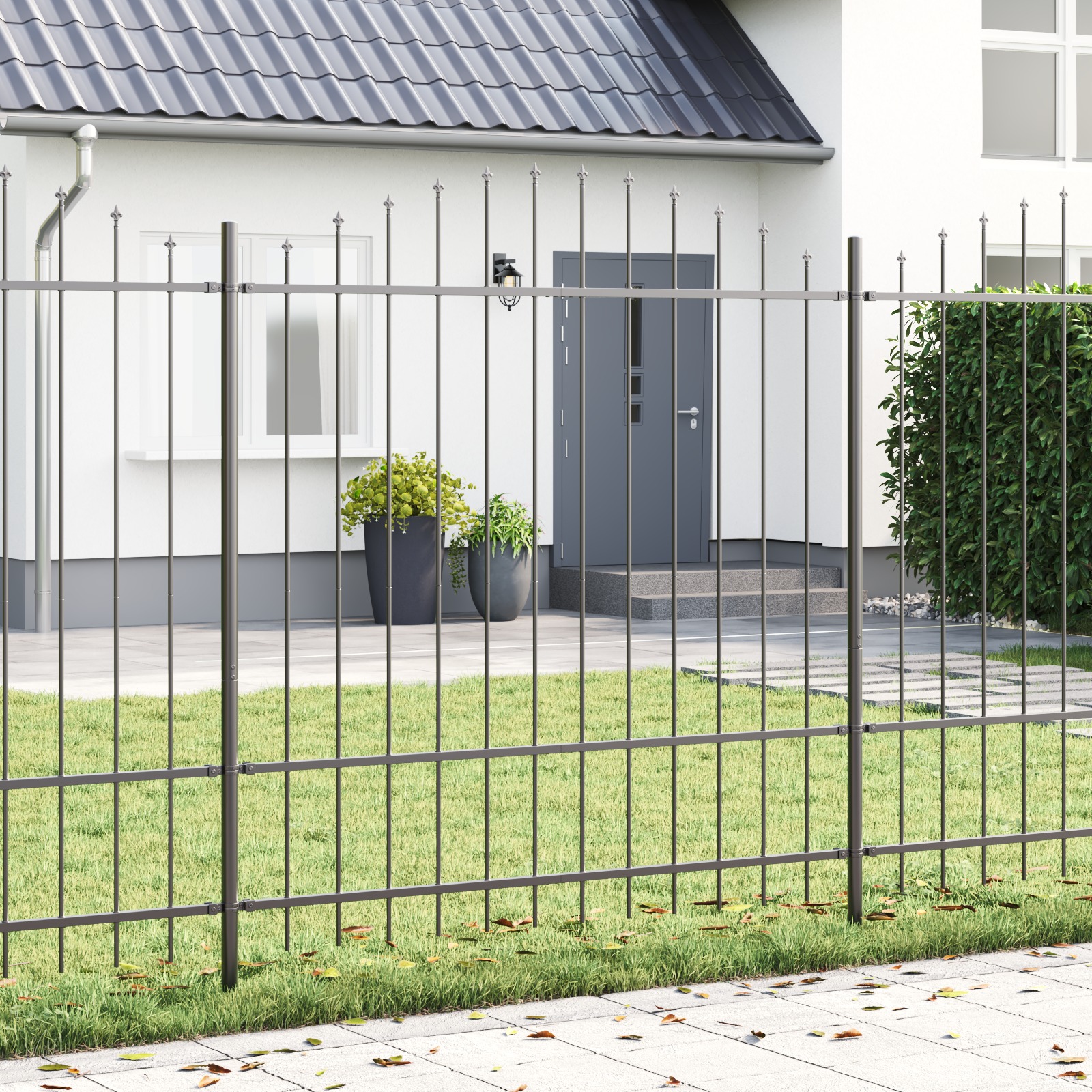 3360116_1.jpg vidaXL Záhradný plot 5 pcs Sivá 170 x 215 cm – Obrázok 1