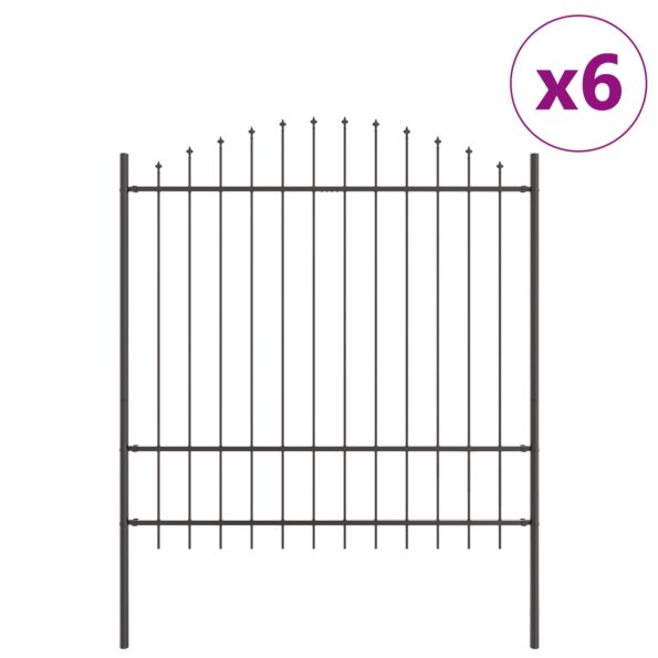 3360122_2.jpg vidaXL Záhradné ploty s oblúkovým vrchom Šedý 10,2x1,75 m Oceľ – Obrázok 2